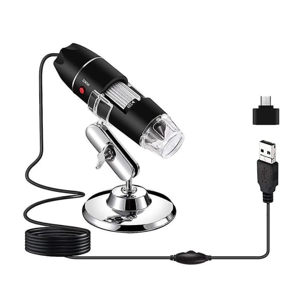 3 i 1 usb mikroskop 1600x forstørrelse 8 led bærbart mikroskop mini endoskop med type-c konv.