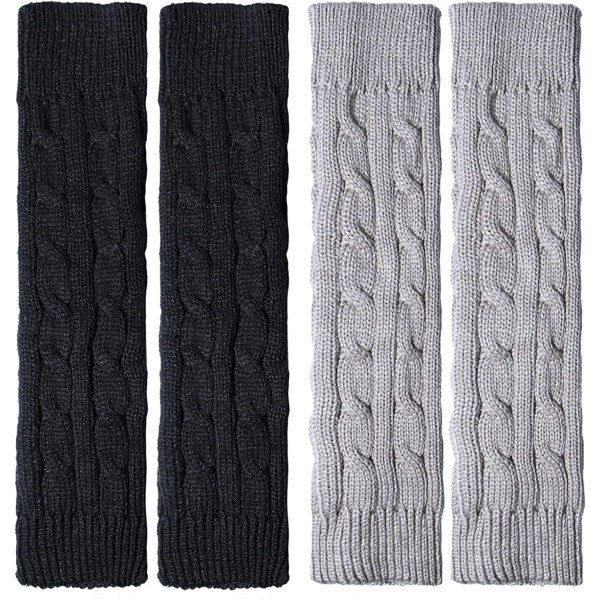 2 par långa stövelstrumpor 2-pak strikket benvarmere til kvinder Vinter termisk støvlestrømper Termisk strikket strømper