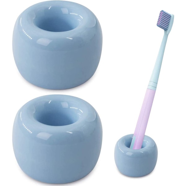 2 st Keramiska tandborsthållare, förvaringsbox för tandborste blå