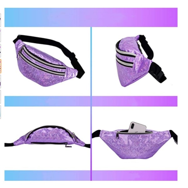 Bältesväska, fannypack för kvinnor, metallisk vattenavvisande höftväska