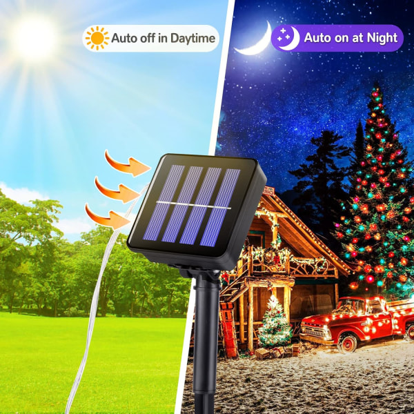 Utomhus solar String Lights, [2-pack] 10m 100 LED Vattentät Solar Fairy Lights warm color 20m