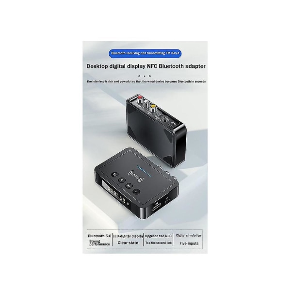 Desktop Digital Display Nfc Bluetooth Adapter Bluetooth 5.0 Audio Transmitter Receiver Fm 3 In 1 Bl