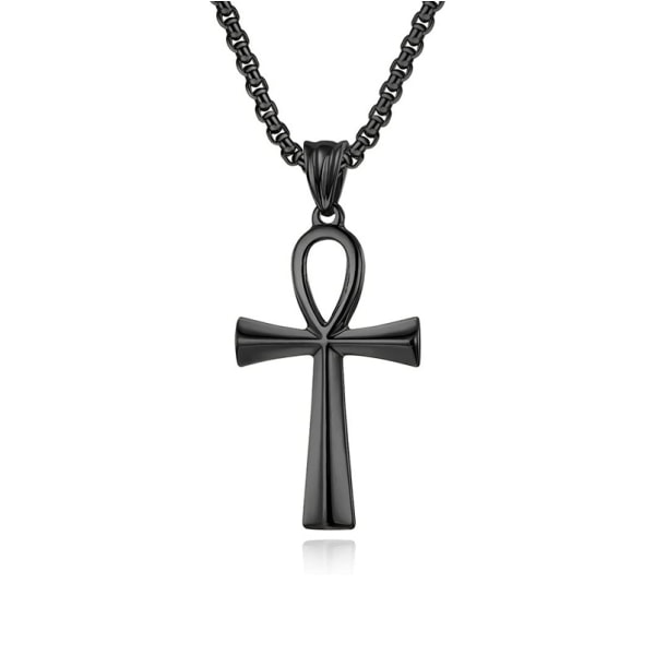 Halsband egyptisk lång kedja Symbol Cross black
