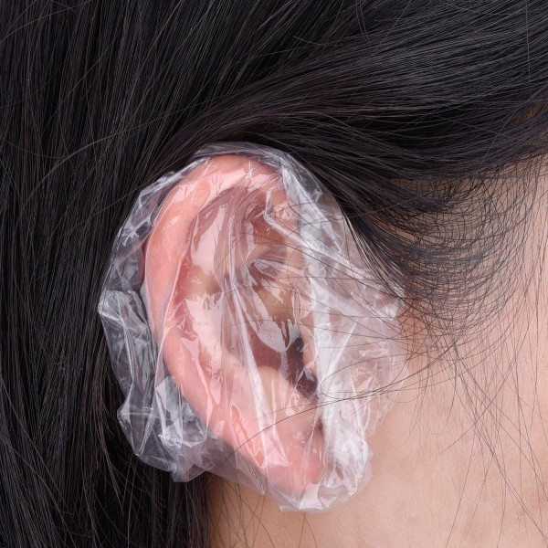 100 stykker klare engangs ørebeskyttere Vandtætte ørebeskyttere til hårfarve, brusebad, badning,