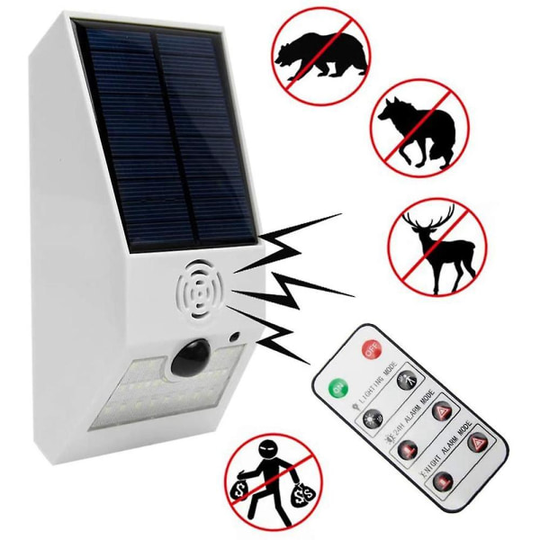 2x Solar Alarm Lys, Solar Strobe lys med bevægelsesdetektor Solar Alarm lys, med fjernbetjening