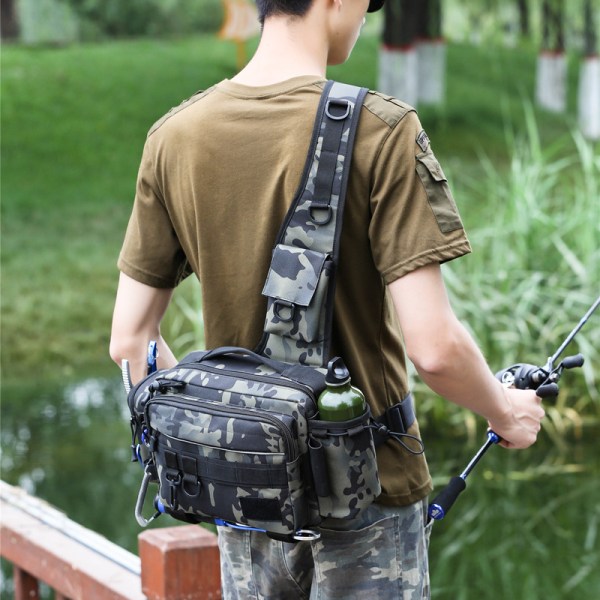 Multifunktionell midjeväska bröstväska enkel axelväska för män stor väska spö väska vattentät utrustning fiskeväska brown