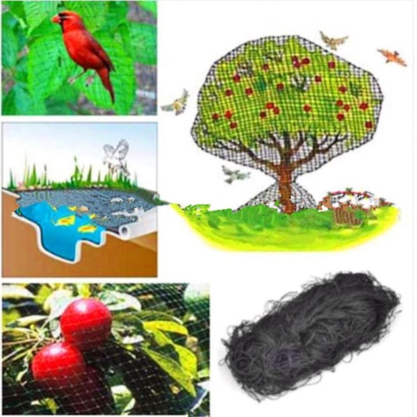 Svart Nylon Anti Fågelnät Mesh För Fruktgröda Växt Träd Fågelförebyggande Nät 15x7,5m
