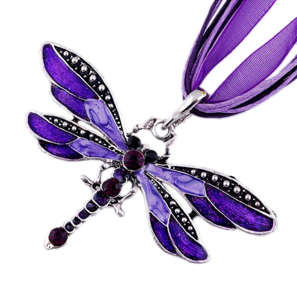 Dragonfly vintage nauha string purppura timanttikaulakoru Euroopan ja Amerikan lasten tyttöjen violetti