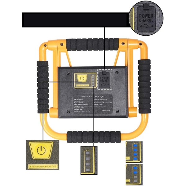 Sammenfoldelig LED byggespot batteri spotlight arbejdslys