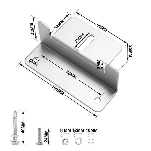 4st Solpanel Universal monteringsfästen Kit med muttrar och bultar