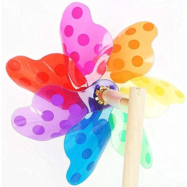 3 deler Vindmølle Pinwheel Polka Dot Rainbow Colors Hage