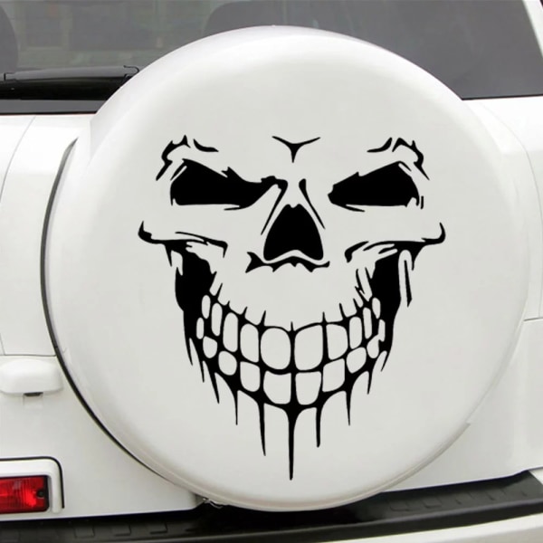 Bilklistermærke Biltatovering kranium skelet stort dekorativt klistermærke (sort)