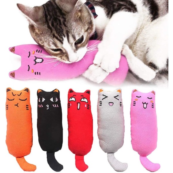 5 stk. Kattespidslegetøj, Kattetyggetøj Bidefast katteurtlegetøj