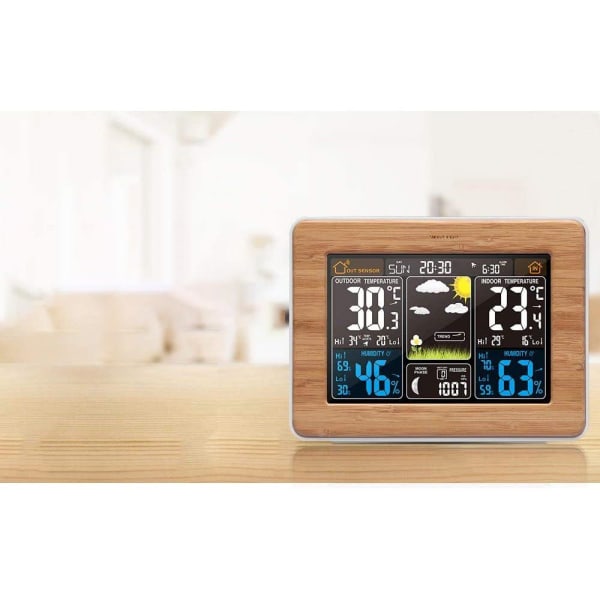 Trådløs vejrstation, Digital Forecast udendørs termometer beige