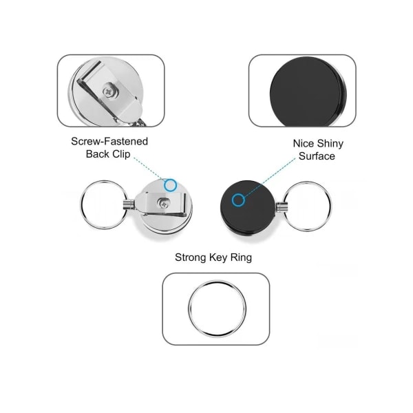 2 jojo-funktion og snor Udtrækkelig nøglering med yo-yo-funktion og snor 62 cm 2-pak sort