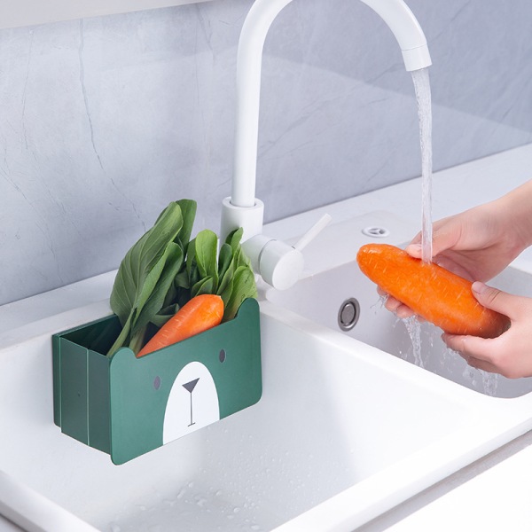 Sammenleggbar avløpskurv Kjøkkenvask Multifunksjonell vaskekurv green