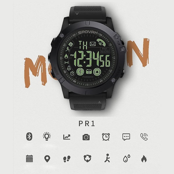 Pr1-2 Smart Watch Men Professional 5atm Vattentät Bluetooth Call Digital Väckarklocka Svart