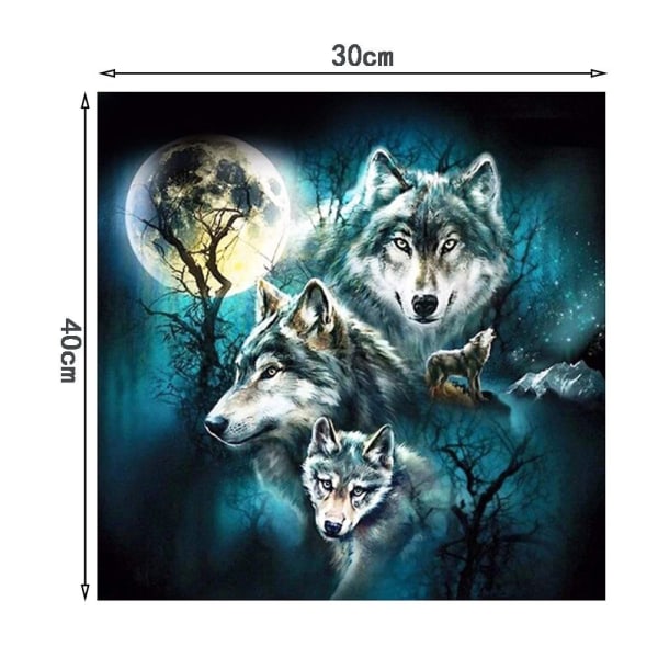 DIY Diamond Painting Square 5D Howling Wolf Broderi