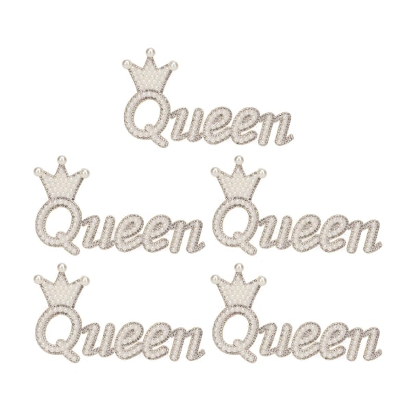 5 stk broderede patches skinnende krone dronning form gør det selv