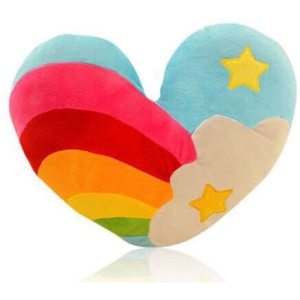 Hjärtformad plyschkudde 38 cm hjärtformad kudde söt plysch dekorativ kudde hjärtformad presentkudde par färgglad (stjärna) style 2