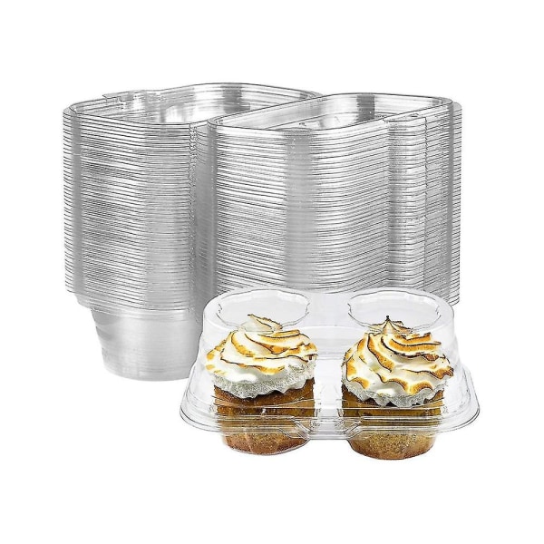 50 kpl 2-lokeroiset cupcake-astiat Kirkkaat kuppikakkulaatikot ilmatiiviit pinottavat kuppikakkutelineet Cupca