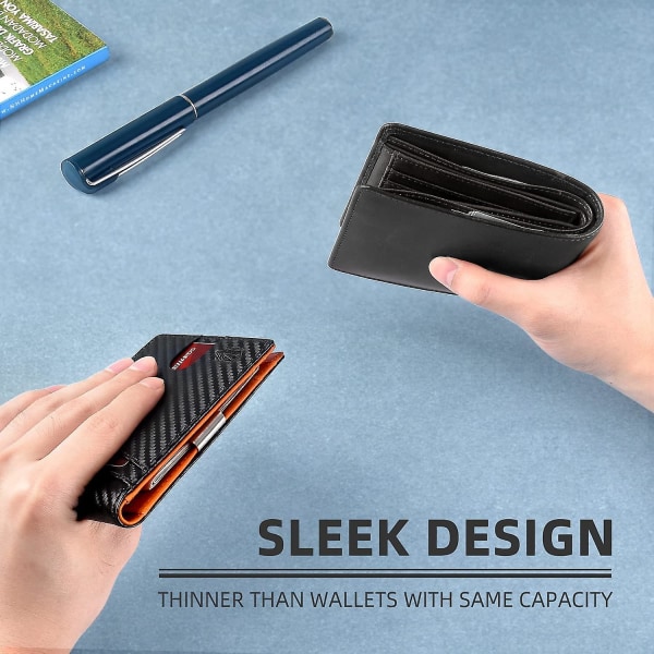 Slim lommebok for menn med stor kapasitet 12 spor blokkerer karbonfiber