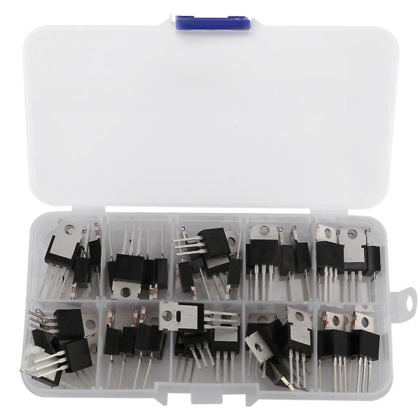 50st 10-typer Irf Series Mosfet Transistors Assortiment Kit, inklusive Irfz44/510/520/530/540/640/74