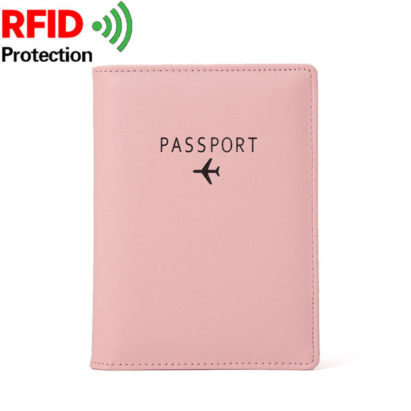 PU-nahkainen passipidike, RFID ID -pidike vaaleanpunainen
