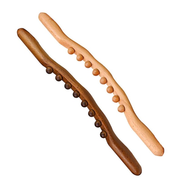 Nya 8 pärlor Gua Sha Massage Stick Kolsyrat trä Ryggkropp Meridian Skrotningsterapi Trollstav Muskelavslappnande Akupunktur Massager brun