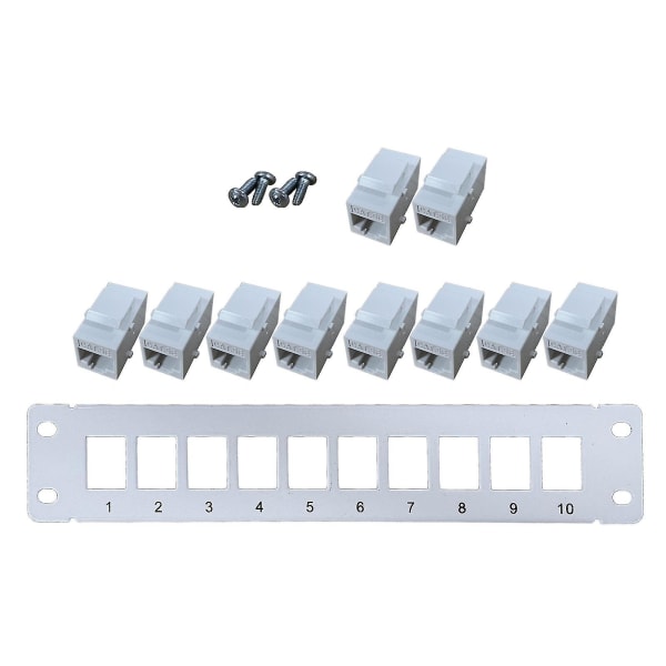 10-ports rak Cat5e patchpanel Rj45 nätverkskabeladapter Keystone-uttag