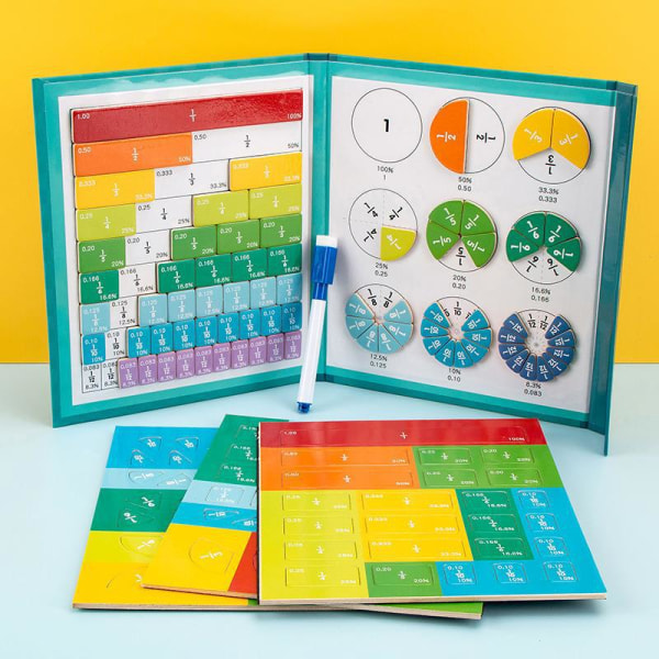 Børns brøk matematikbog Magnetisk træpuslespil matematiklegetøj