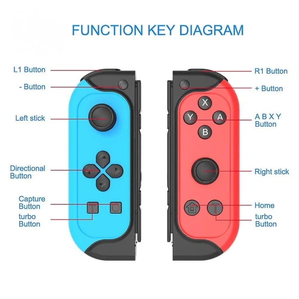 Switch Joy-Con-kontroller kompatibel med Switch-håndtak, venstre og høyre håndtak