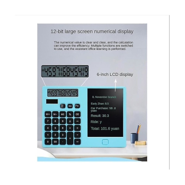 Lommeregnere, 12-cifret Display Pocket Desktop Lommeregner med sletbar ledningspad til Student School