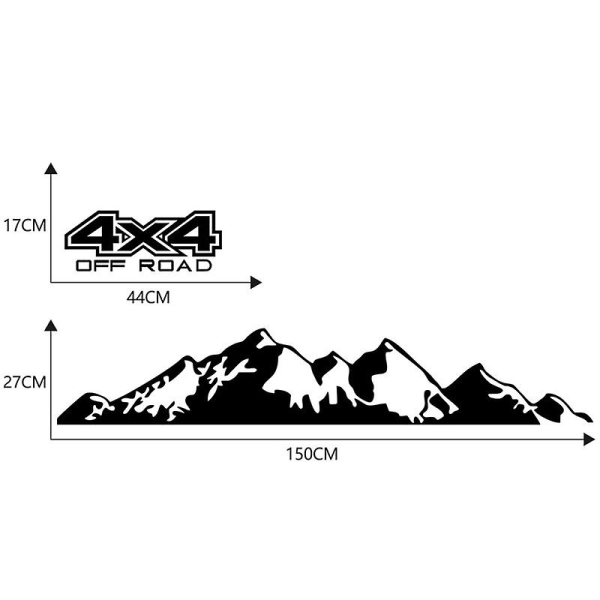 Bildekaler 4x4 Off Road(44*17cm)+bergsgrafisk dekal (150*27cm) Dekal för biltruck exteriörtillbehör