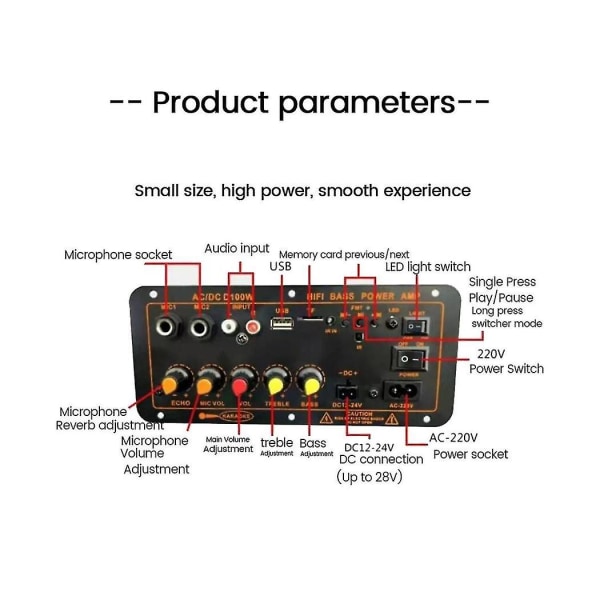 D100 Standard Bluetooth Forstærker Board Bilforstærker Bundkort 12v plug-in 24v forstærker Eu stik