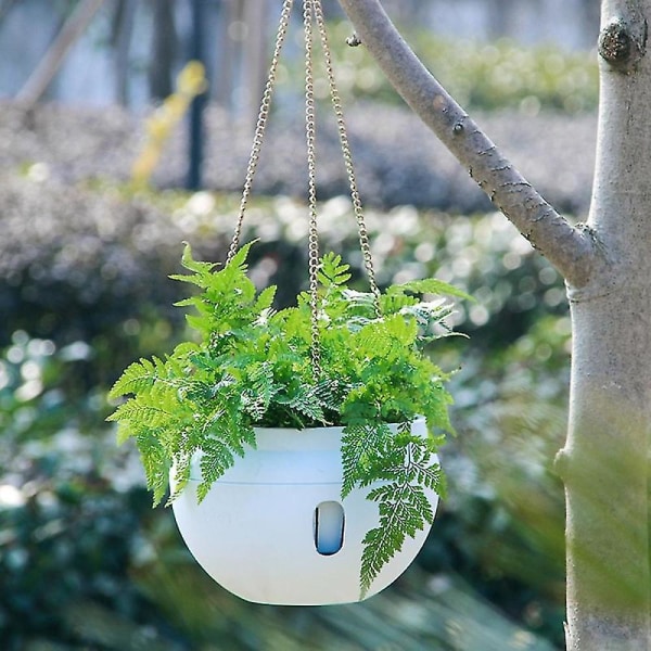 2 stk Plast hængende plantekasse Selvvandende kurv med kroge, hængende urtepotte med aftagelig ba