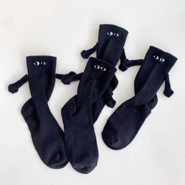 4 par sokker for par som holder hender, magnetiske sokker black