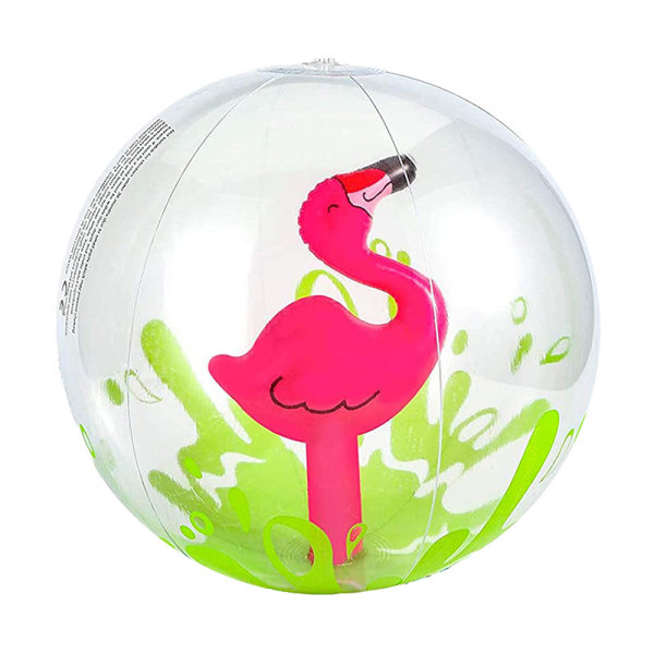 6 stk. 3D strandbolde oppustelige strandbolde krabbe flamingo flamingo strandbolde