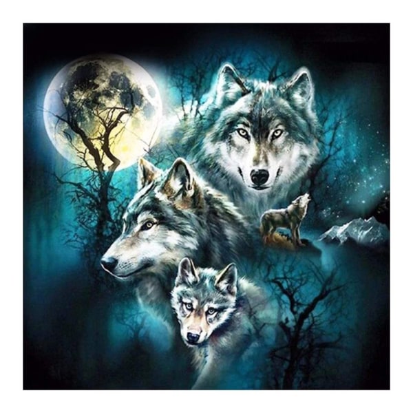 DIY Diamond Painting Square 5D Howling Wolf Broderi