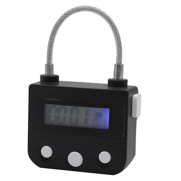 Metalltimerlås USB LCD-skärm Metall Elektronisk uppladdningsbar timer Flerfunktionshänglås Svart