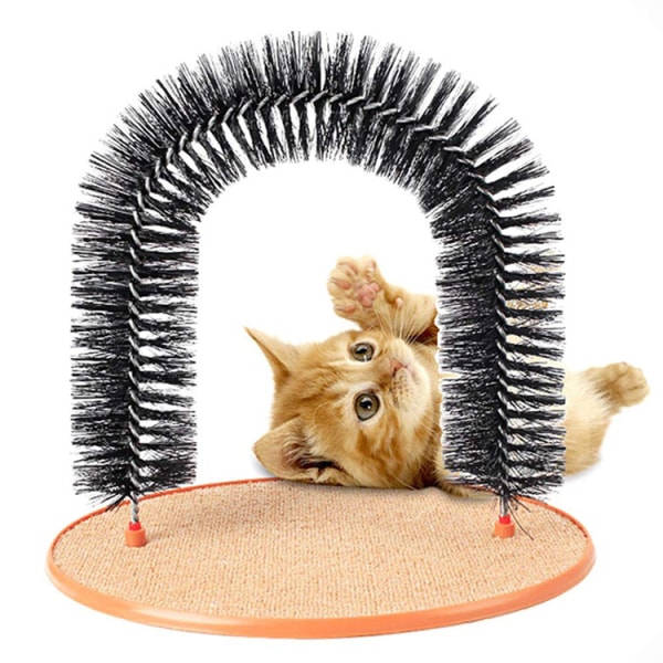 Kattleksak husdjur katt självvårdande enhet med kattkliande enhet rund ullbas leksaksborste husdjursskrapa enhet