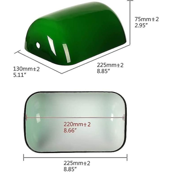 Erstatningslampeskjerm laget av glass, retro bankglass lampeskjerm green