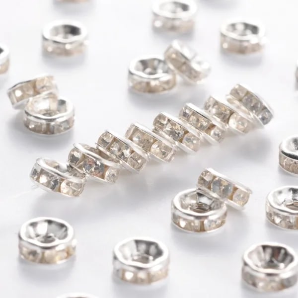 6 mm afstandsstykke, sølv/Clara, 50 % sølv håndlavet tilbehør til armbånd med perler silver