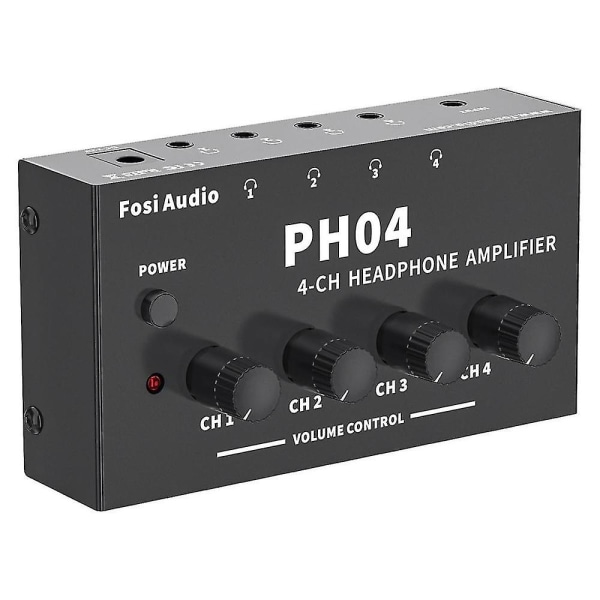 Ph04 4-kanals hörlursförstärkare Stereo Audio Amp Ultra- Bärbar hörlursdelare för Studio-