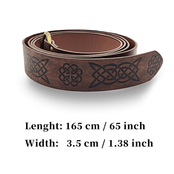 Middelalderpreget Viking Pu-skinn O-ringbelte Ridderspenne dark brown