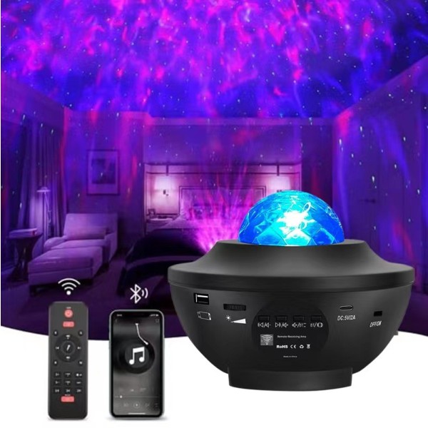 Starlight projektor Galaxy LED-ljus med inbyggd högtalare svart black