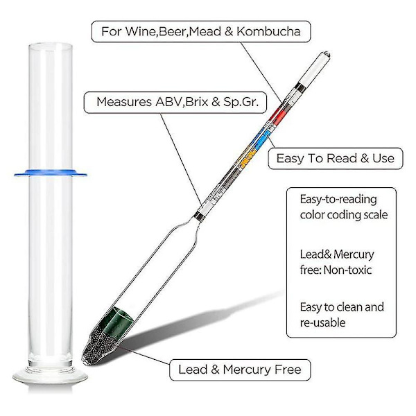 2-teiliges Laktat- & Dichtemessgerät Aus Glas - Für Milch, Brauen & Flüssigkeiten