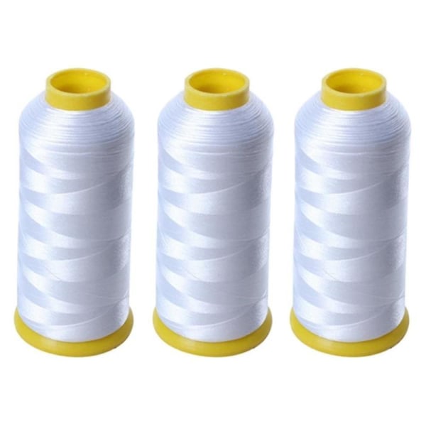 Stærkere 5000 m kegler undertråd filament polyester til broderimaskine 3 pakke (hvid)