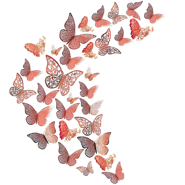 36 veggklistremerker Butterfly Home Decor pink