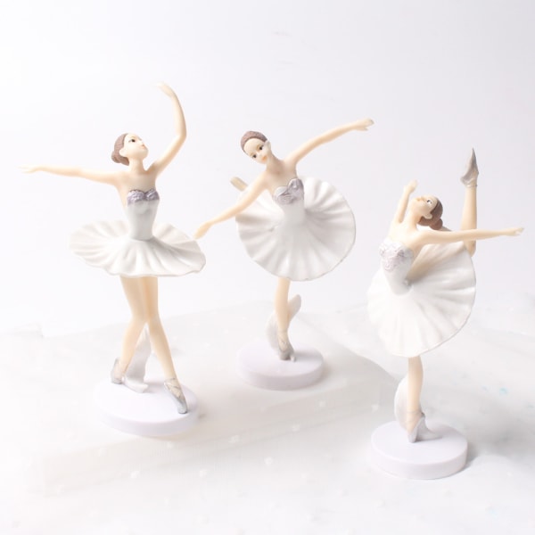 3stk Kakedekorativ dekorasjon Ballettdansjentepynt white